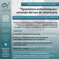 Sessió informativa al Col·legi sobre “Oposicions autonòmiques i estatals del cos de veterinaris”, el divendres 31 de maig